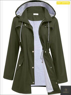 Lightweight Waterproof Trench Coat Hooded Windbreaker Lined Casual Outdoor Wear